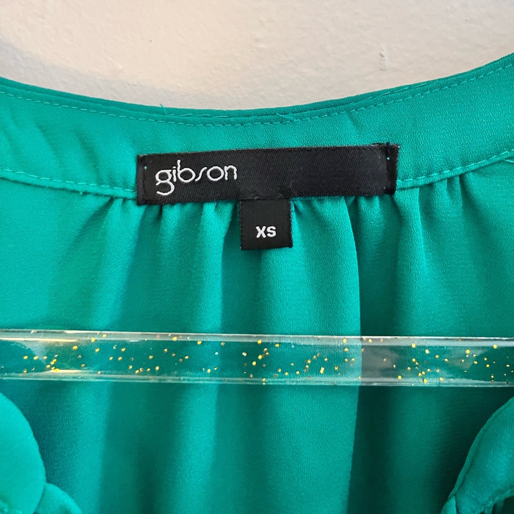GIBSON Green Long Sleeve Mini Shift Dress - Picture 4 of 4